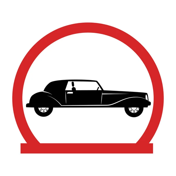 Emblema circular com carro clássico — Vetor de Stock