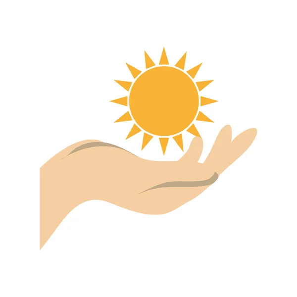 Mano sosteniendo una forma de sol — Vector de stock