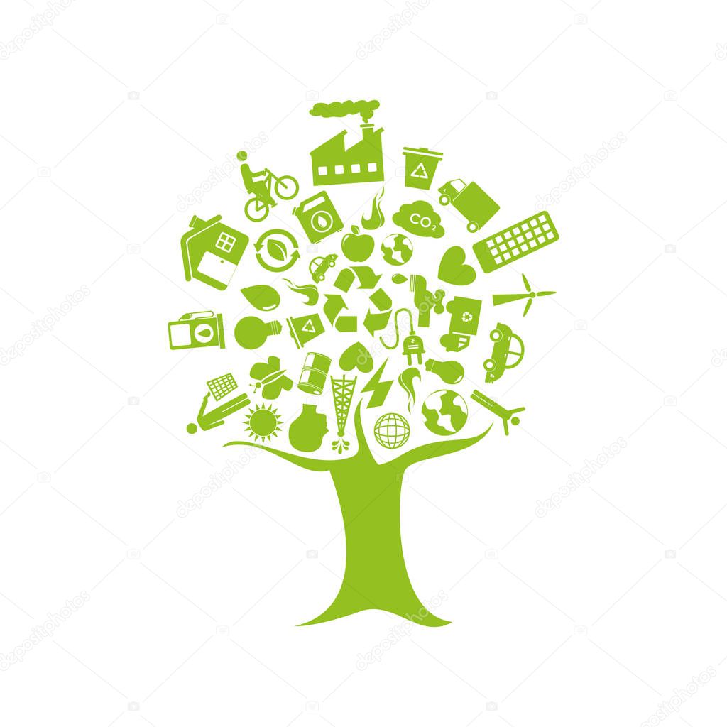 tree with enviroment of recycle and ecology