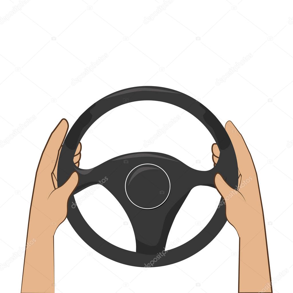 colorful hands with steering wheel