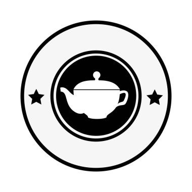 tek renkli dairesel sınır siluet çay su ısıtıcısı ile ile