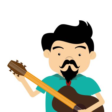 akustik gitar ile renkli yarım vücut şarkıcı