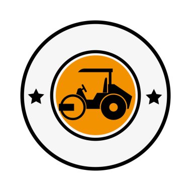 circular emblem with road roller clipart