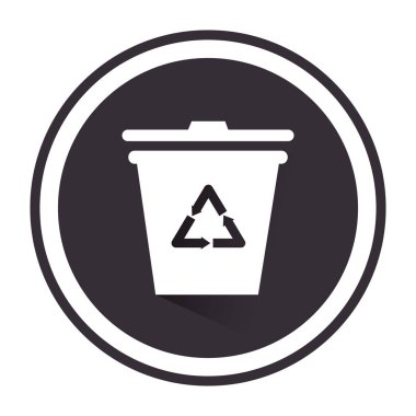 tek renkli dairesel amblemi ile geri dönüşüm sembolü ile Çöp konteyner