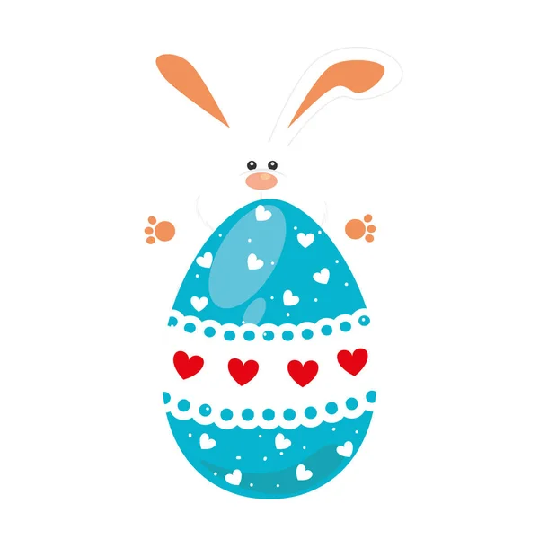 Rabbit holding big easter eggs design — Stock Vector