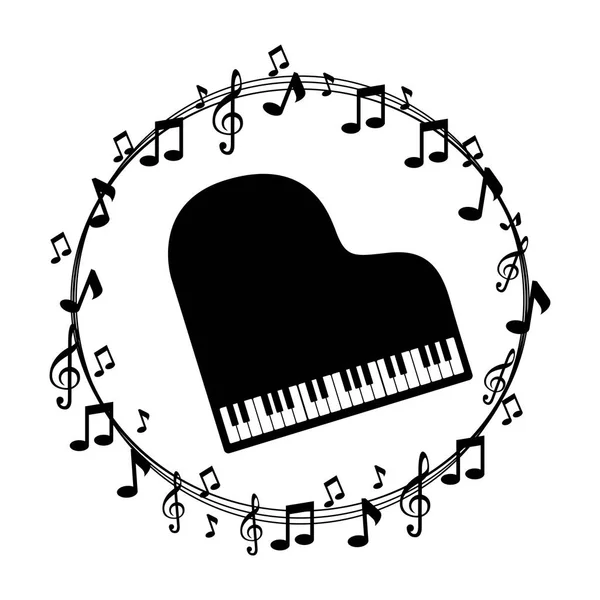 Notas musicales de frontera con piano — Archivo Imágenes Vectoriales