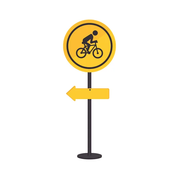 Poste con señal de tráfico con el símbolo de bicicleta de paseo — Vector de stock