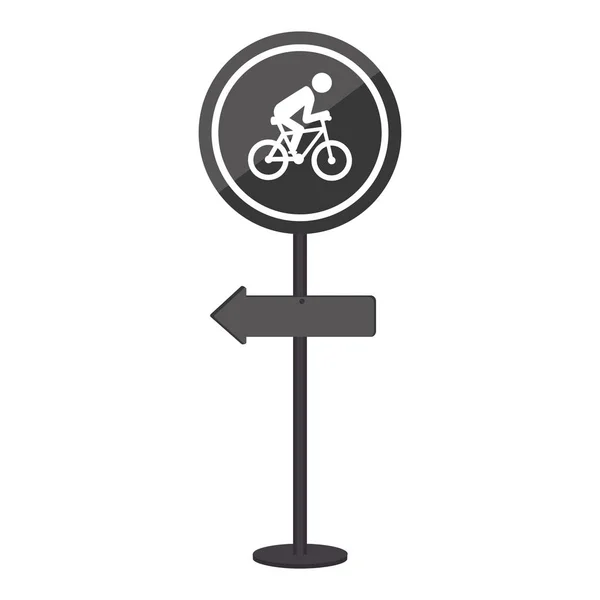 Sihouette pole with road sign with ride bike symbol — Stock Vector