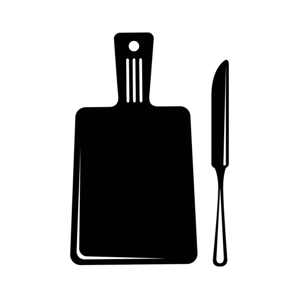 剪影刀和厨房的桌子 — 图库矢量图片