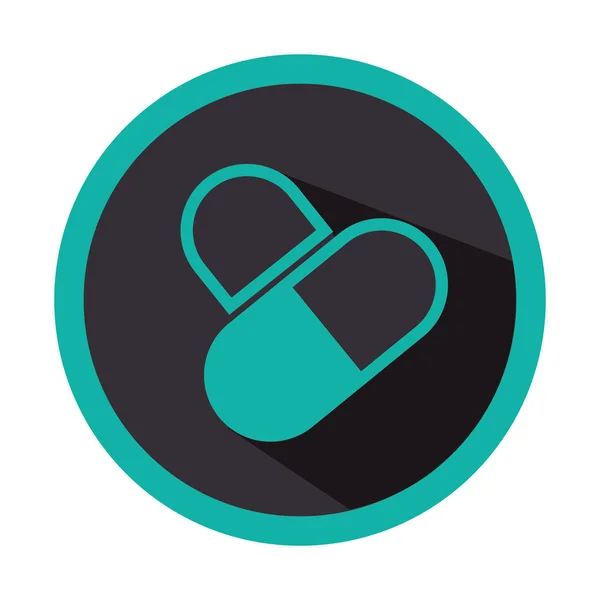 Emblema circular de color con pastillas — Vector de stock