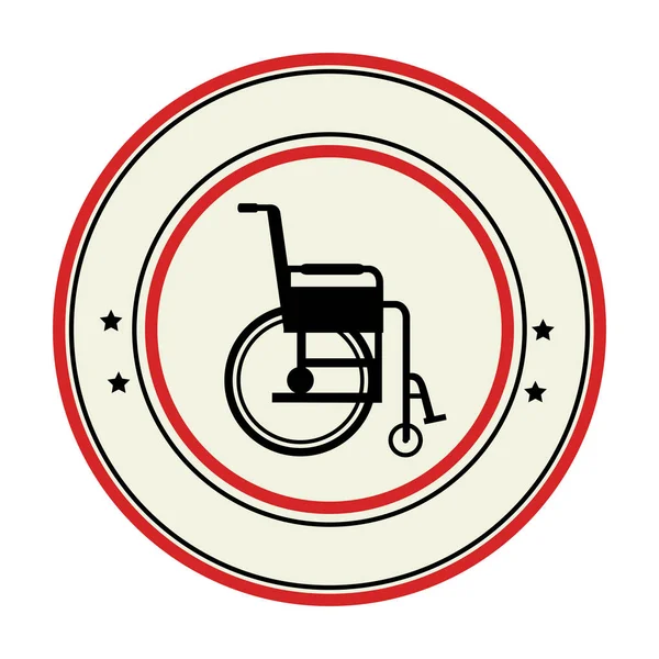 Color circular emblem with wheelchair — Stock Vector