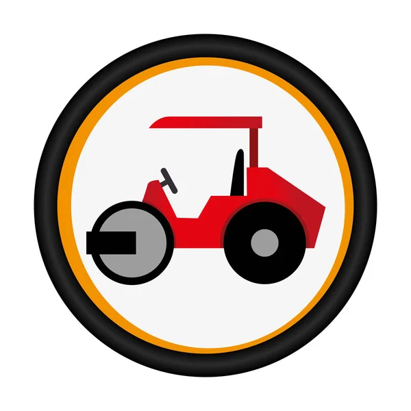 Emblema circular colorido con rodillo de carretera — Vector de stock