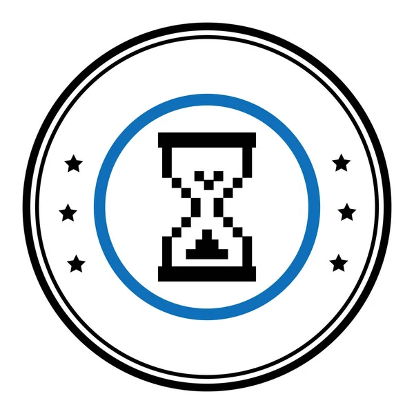 Monochromes kreisförmiges Emblem mit Sanduhr-Symbol — Stockvektor