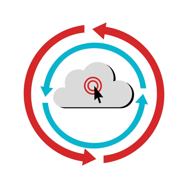 Цветовая круговая эмблема с хранением облачных сервисов — стоковый вектор