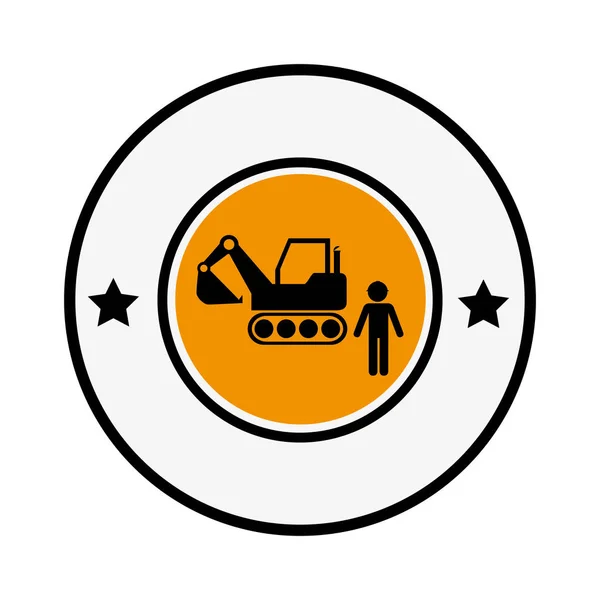 Cadru circular cu pictogramă cu stivuitor camion cu furci — Vector de stoc