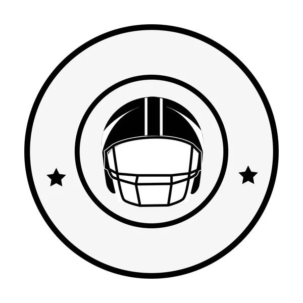 Monochrome silhouette circular frame with american football helmet — Stock Vector