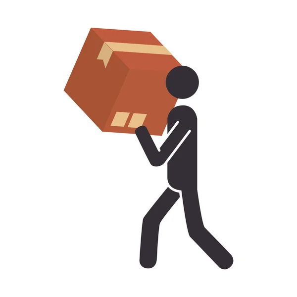 Silhouette Piktogramm Person trägt eine Schachtel — Stockvektor