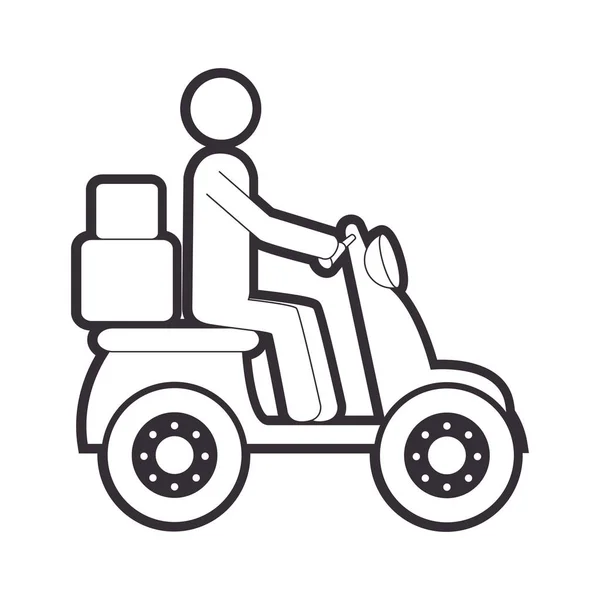Silueta mensajero de la motocicleta con paquetes — Vector de stock