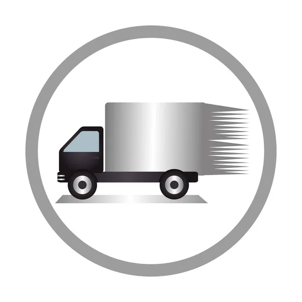 Cirkelvormige embleem van vrachtwagen met wagon — Stockvector