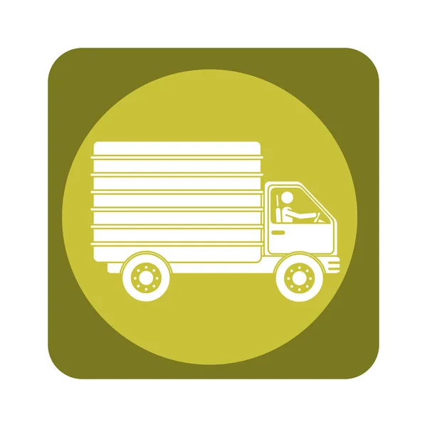 Emblema quadrato di camion con carro — Vettoriale Stock