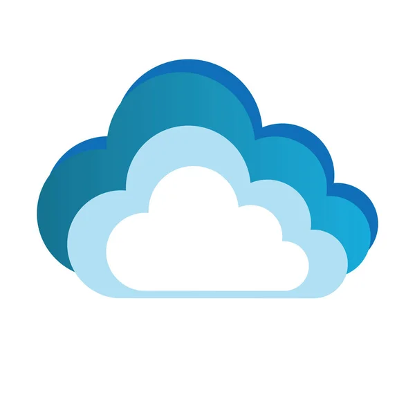Farbsilhouette mit Wolke und weißem Hintergrund — Stockvektor