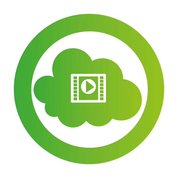Emblema circular de cor com serviço de nuvem de vídeo — Vetor de Stock