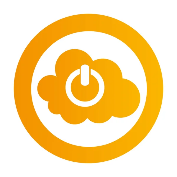 Emblema circular de cor com botão de energia de serviço de nuvem — Vetor de Stock