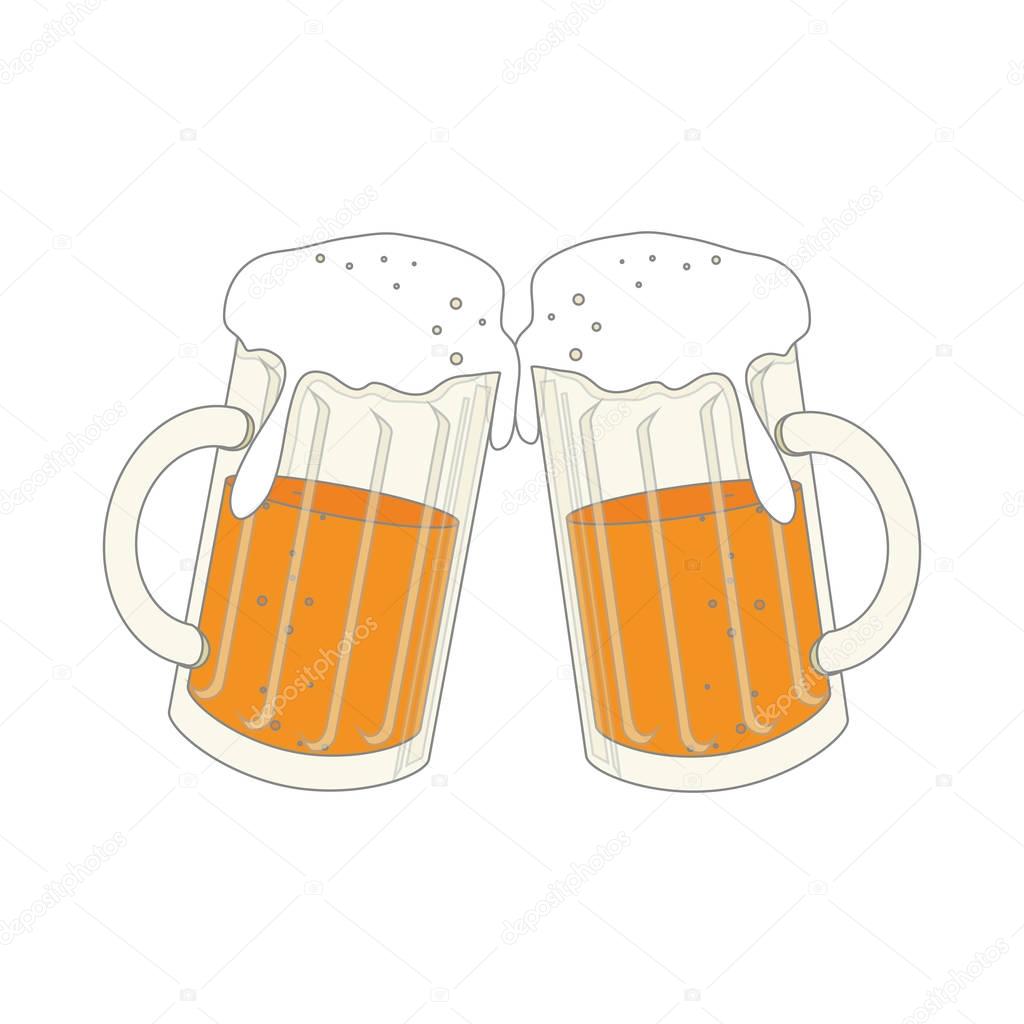 Color silhouette with foamy beer glass vector illustration