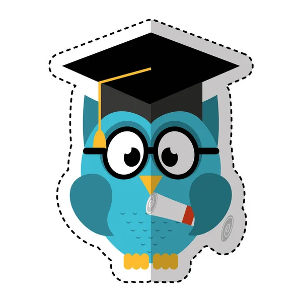Owl with graduation hat — Stock Vector