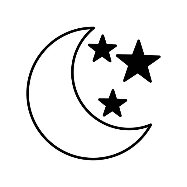 Měsíc s hvězdami izolované ikonou — Stockový vektor