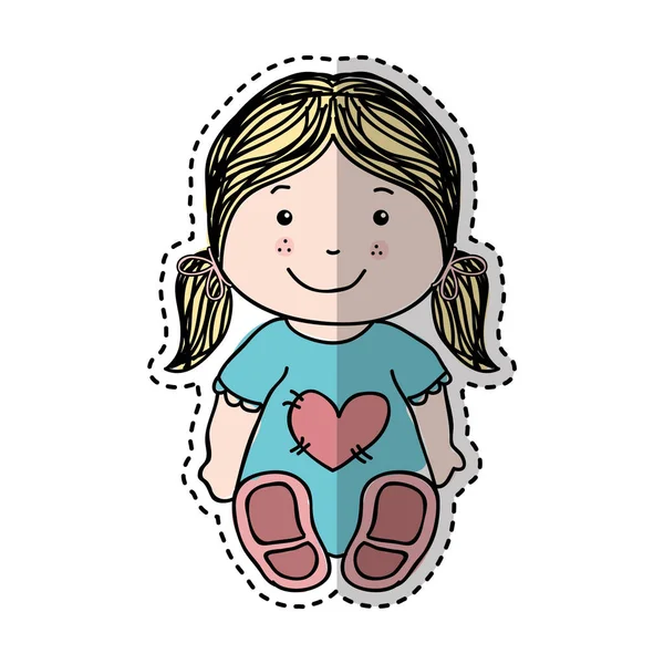 Little girl drawing isolated icon — Stock Vector