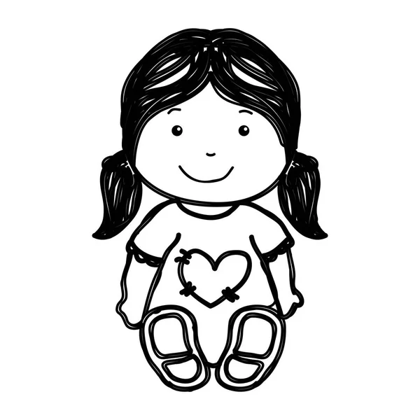Bambina disegno isolato icona — Vettoriale Stock