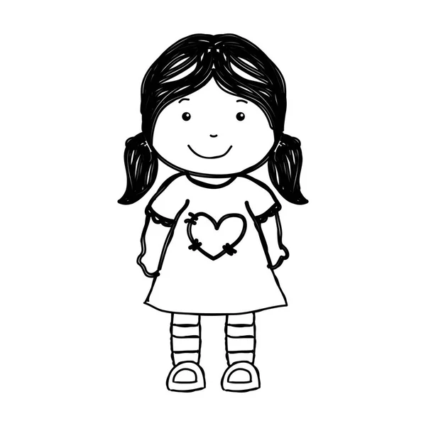 Küçük kız çizim izole simgesi — Stok Vektör