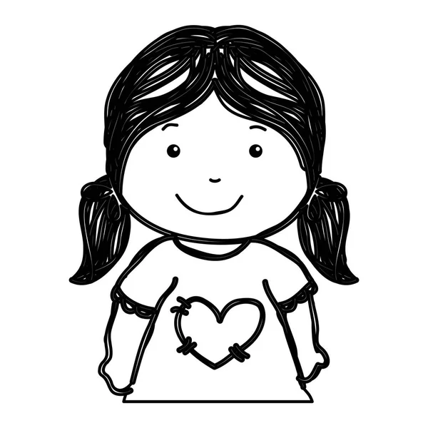 Mała dziewczynka ikona rysunku na białym tle — Wektor stockowy