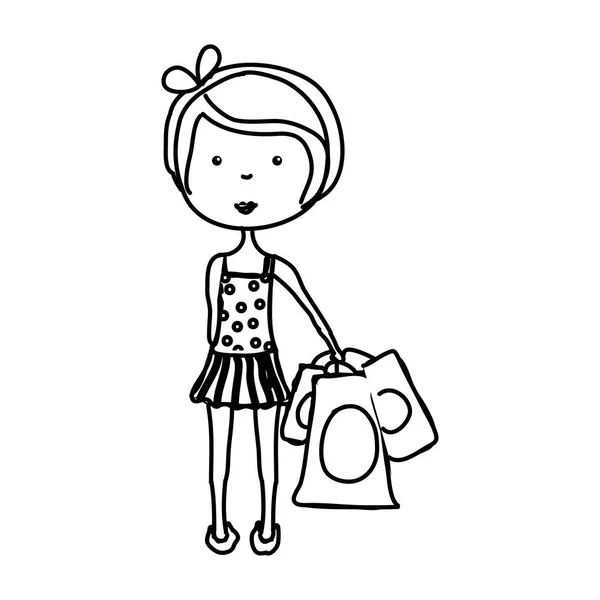 Little girl drawing isolated icon — Stock Vector