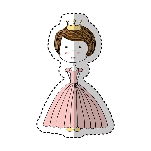 Lilla prinsessa ritning isolerade ikonen — Stock vektor