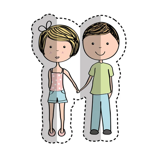 Jeune couple avatars dessin — Image vectorielle