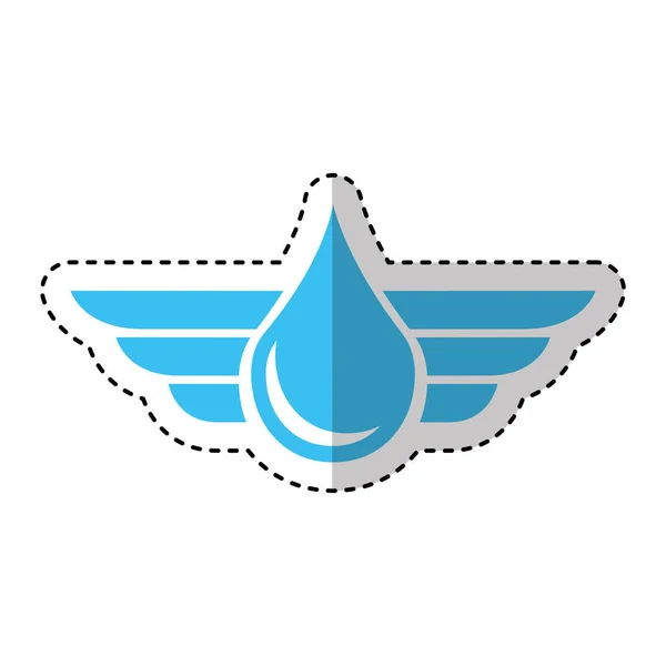 Tiszta víz csepp jelkép szárnyak — Stock Vector