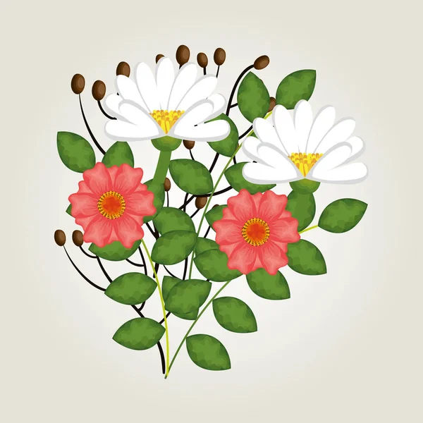 Lindo icono de decoración de flores — Vector de stock