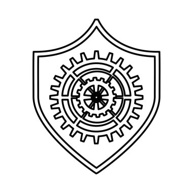 kalkan güvenlik dişli izole simgesiyle