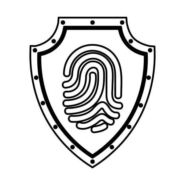 Shield with finger print isolated icon — Stock Vector