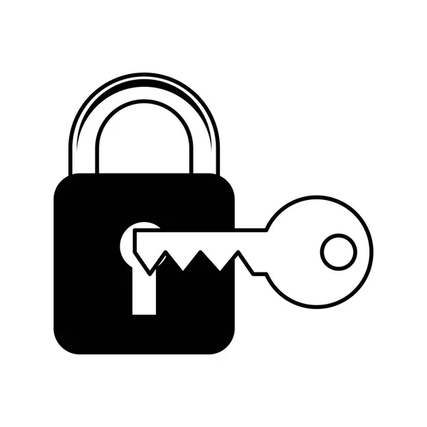 Safe padlock with key isolated icon — Stock Vector