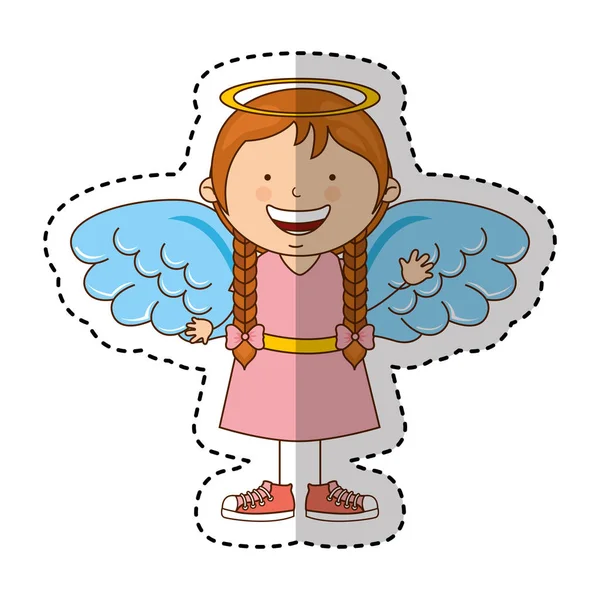 Lilla flicka ängel karaktär — Stock vektor