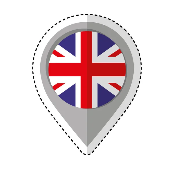 Pin location britain flag icon — Stock Vector