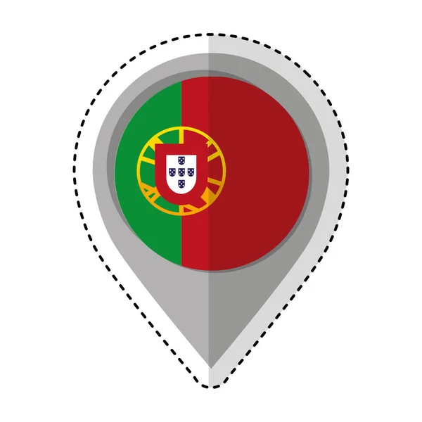 Pin location portugal flag icon — Stock Vector