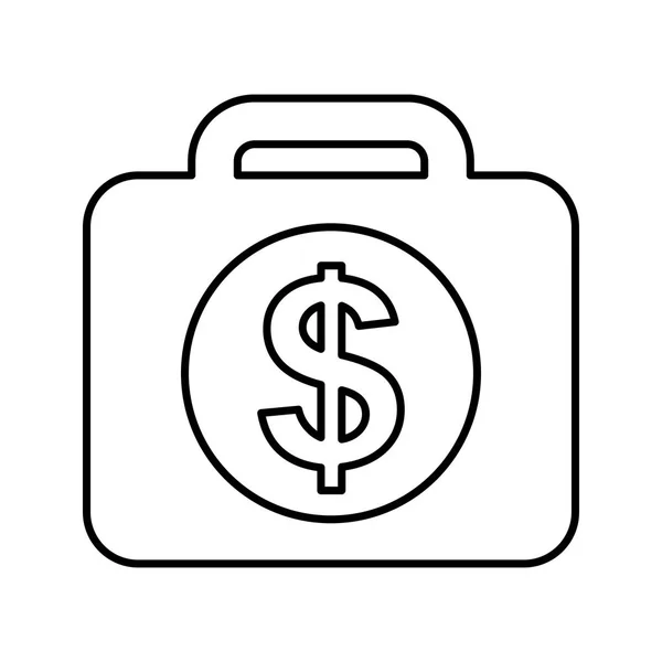 Maletín con icono de dinero aislado — Vector de stock