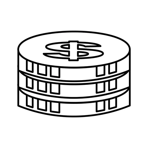 Munt geld geïsoleerde pictogram — Stockvector