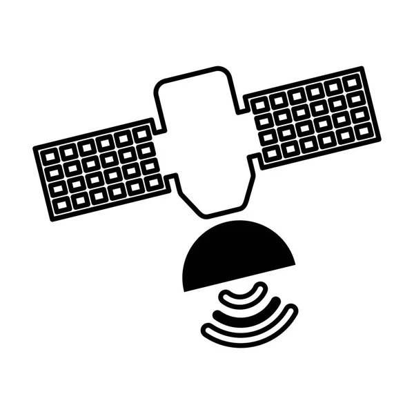 Silhouette satellite icône isolée — Image vectorielle