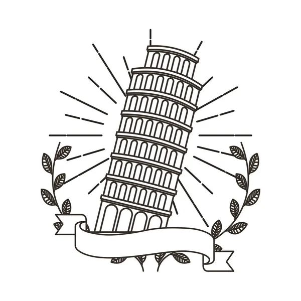 Icona isolata della torre pisa — Vettoriale Stock