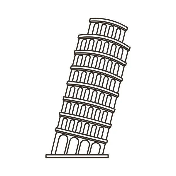 Geïsoleerde pictogram van de toren van Pisa — Stockvector